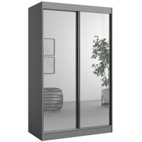 SCHIEBETÜRENSCHRANK mit Spiegel Como 2D2L 120 Weiß - Silberfarben/Grau, Holzwerkstoff/Metall (120/201/65cm) - mzm24