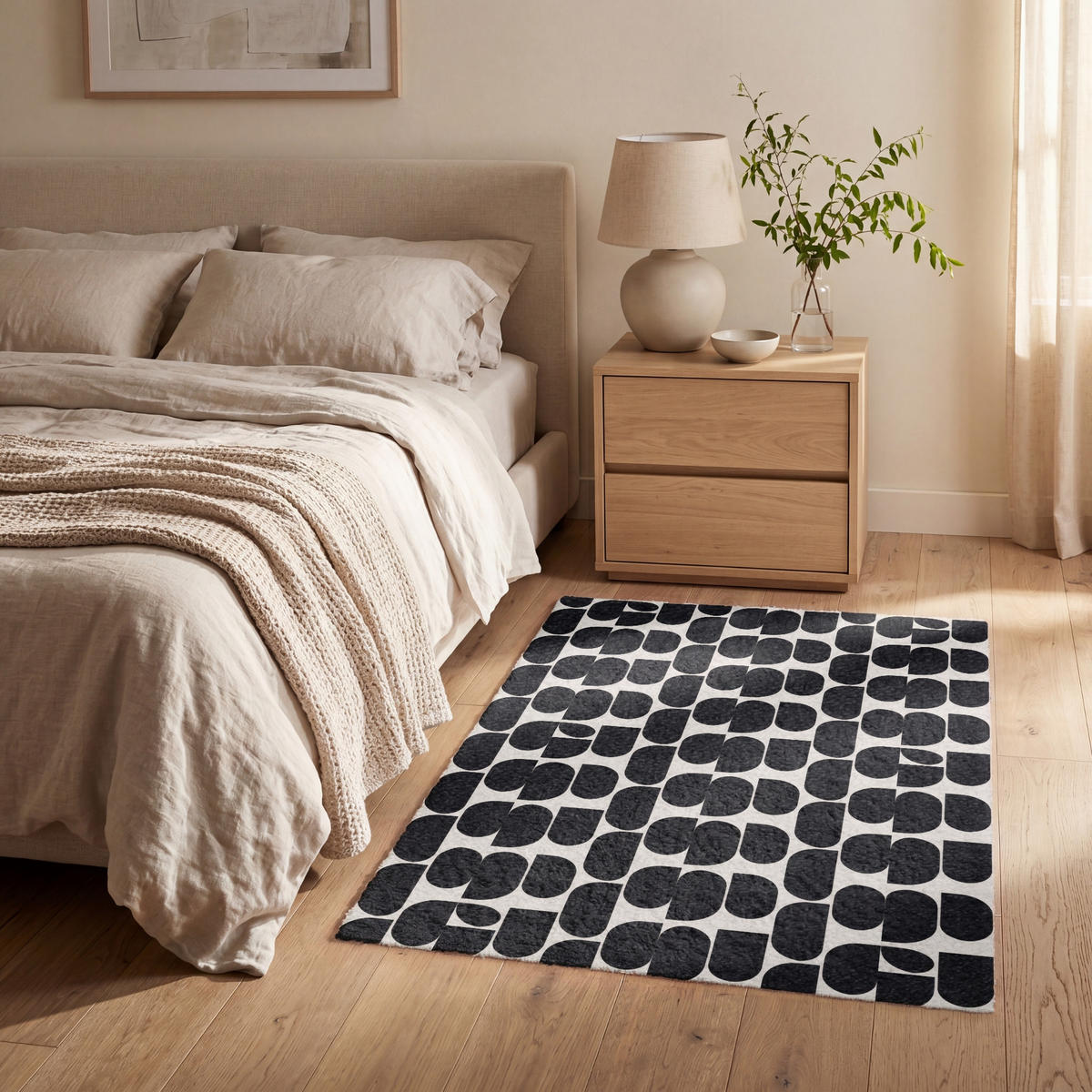 KOBERCE - Moderné - vzorované - čierne - 80x120 cm - čierna, textil/plast (80/0.4cm) - OnlyWow