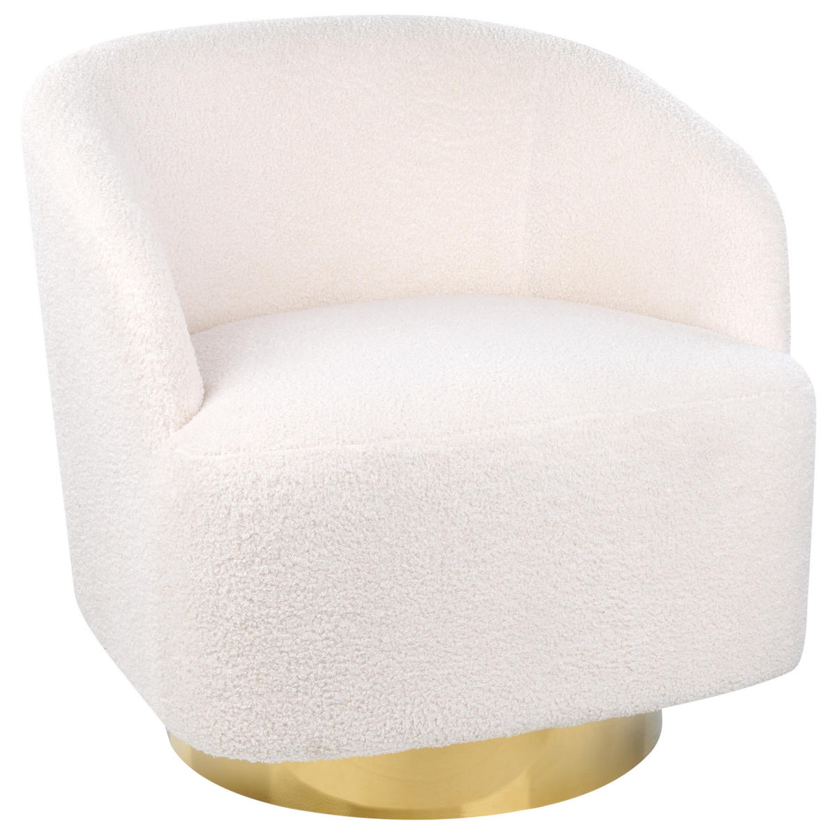 SESSEL Bouclé creme/gold mit Drehfunktion Lavik - Goldfarben/Weiß, Textil (73/71/75cm) - Beliani