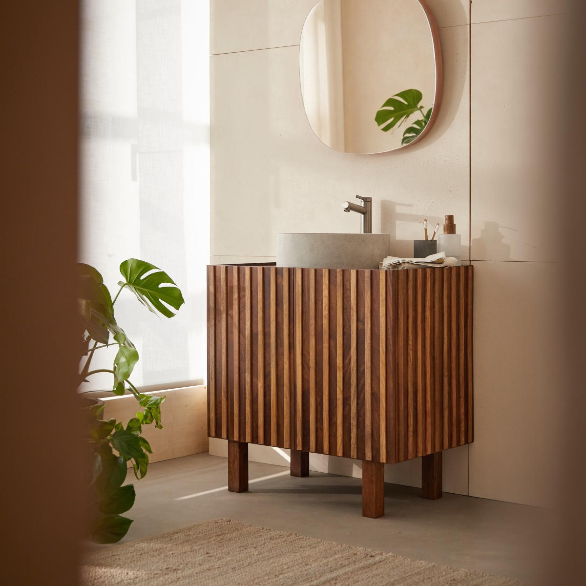 BADEZIMMERMÖBEL Milo Dunkelbraun aus Mango - Dunkelbraun, Holz (80/79/48cm) - Tikamoon