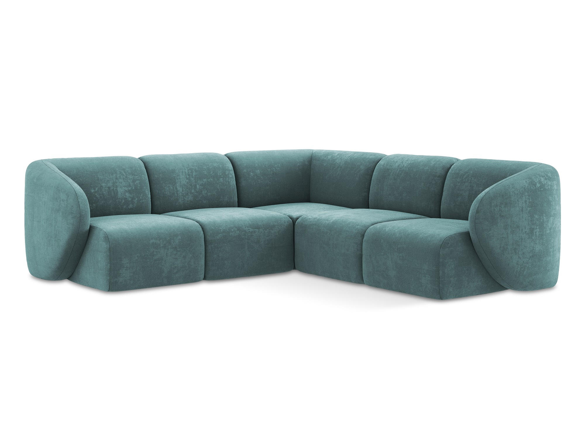 ECKSOFA Chenille Stoff Blau - Blaugrau/Schwarz, Holzwerkstoff/Kunststoff (251/251cm) - Makamii
