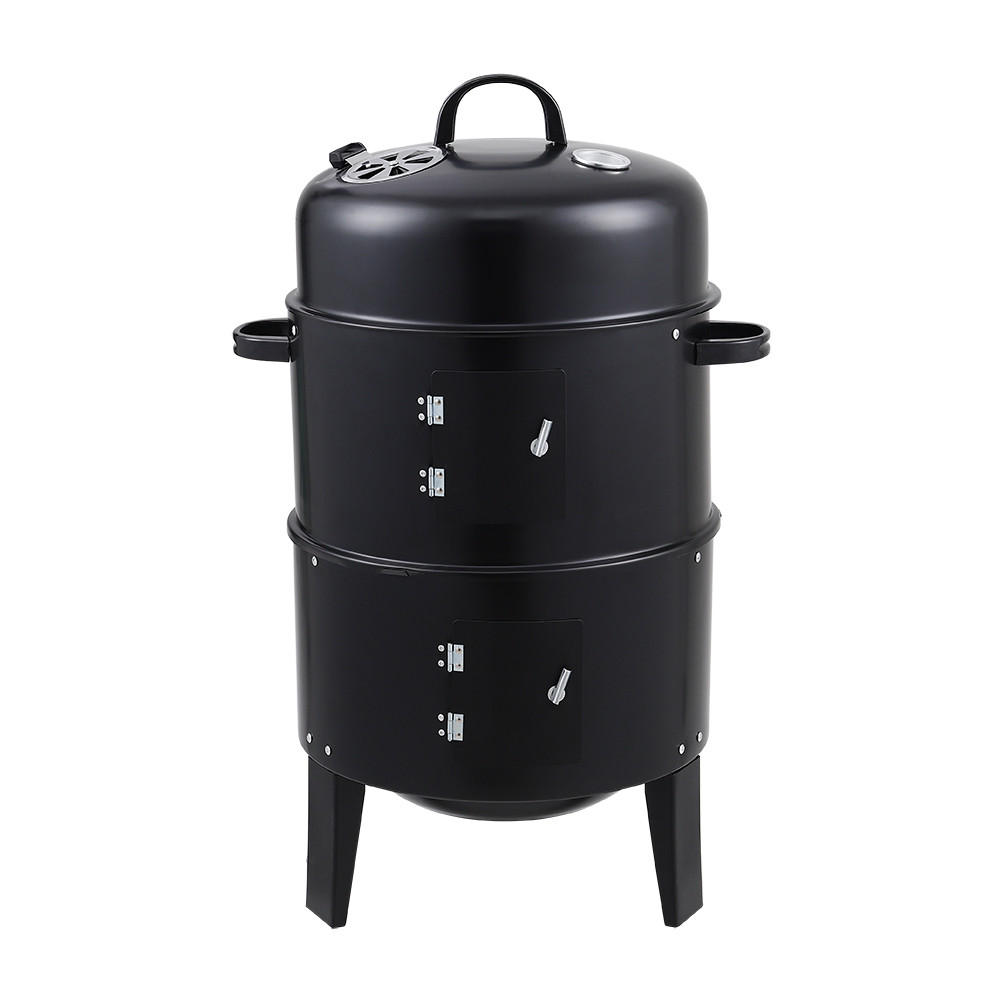 SMOKER Räuchergrill aus Stahlblech Schwarz mit 2 Prüftüren abnehmbar 40×40×80 cm - Schwarz, Metall (80/40cm) - Livingandhome