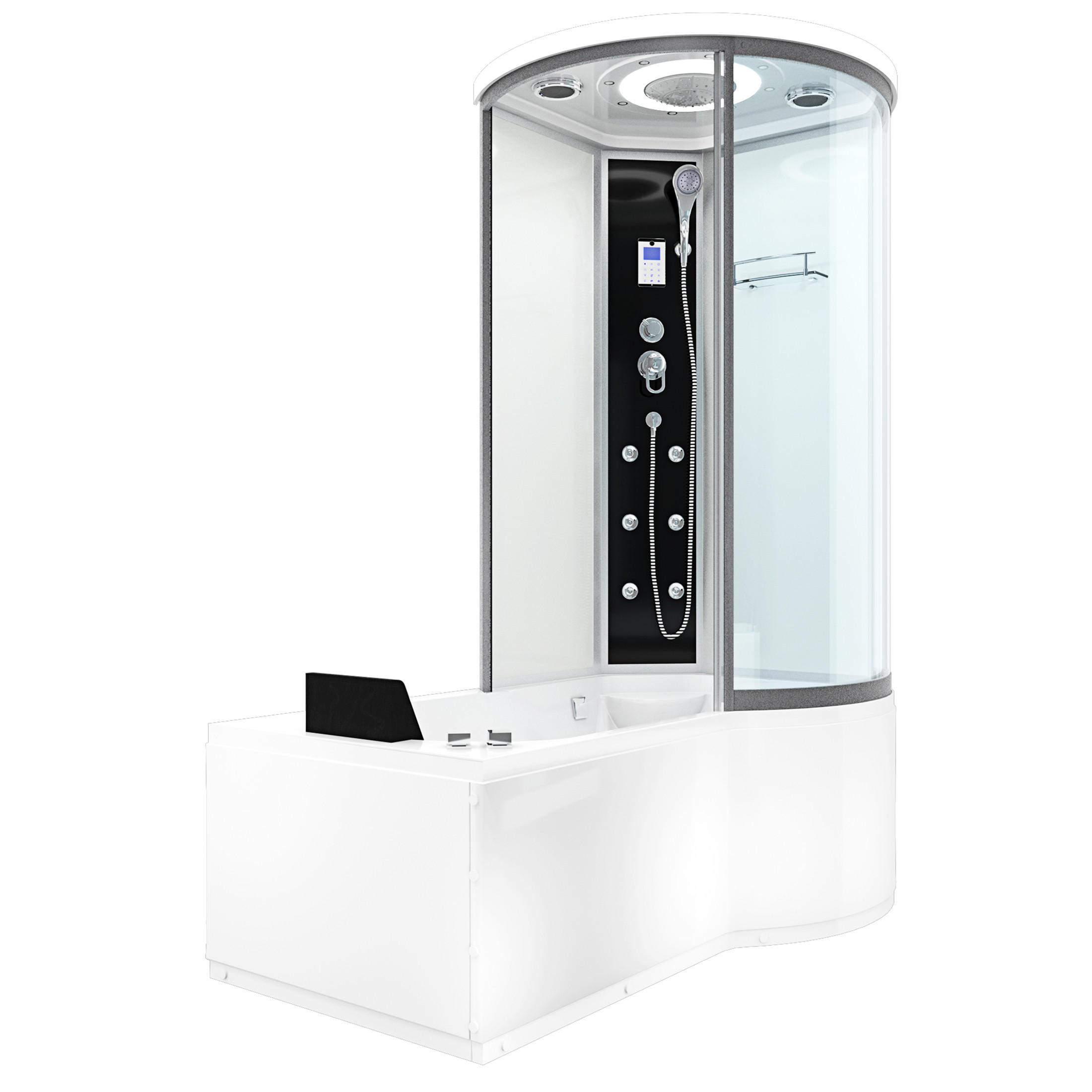 WHIRLPOOL Wanne Duschkabine ws K55-L01-WP-EC 170x1 - Weiß, Glas/Kunststoff (98/220/170cm) - AcquaVapore by Sandra Jentho