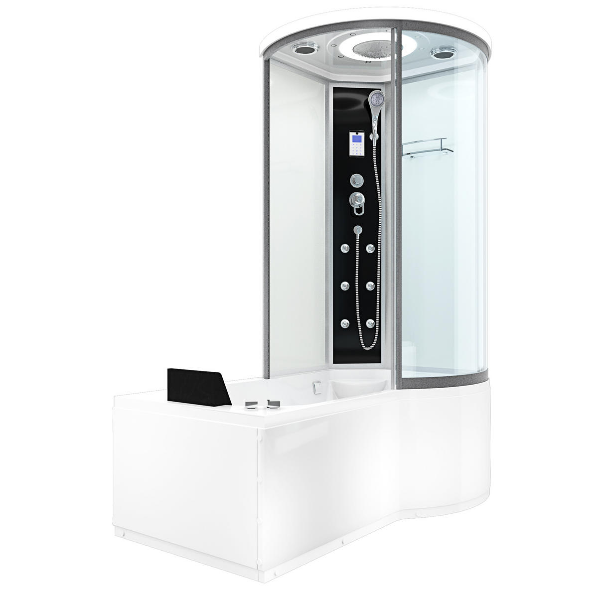 WHIRLPOOL Wanne Duschkabine ws K55-L01-WP 170x100 - Weiß, Glas/Kunststoff (98/220/170cm) - AcquaVapore by Sandra Jentho