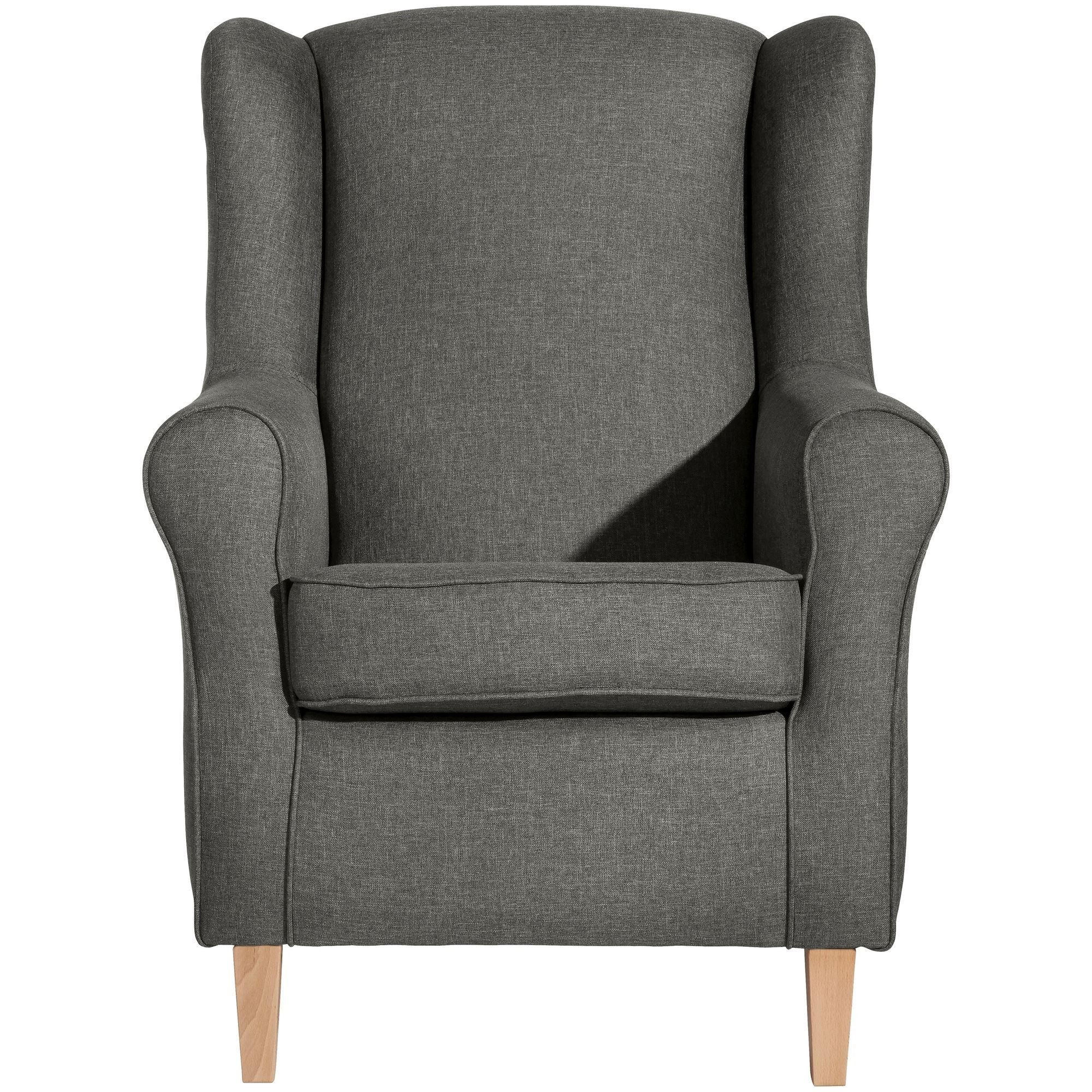OHRENSESSEL Karlen Bezug Flachgewebe Buche natur / anthrazit - Anthrazit/Buchefarben, Kunststoff (86/103/77cm) - 58aufmkessel