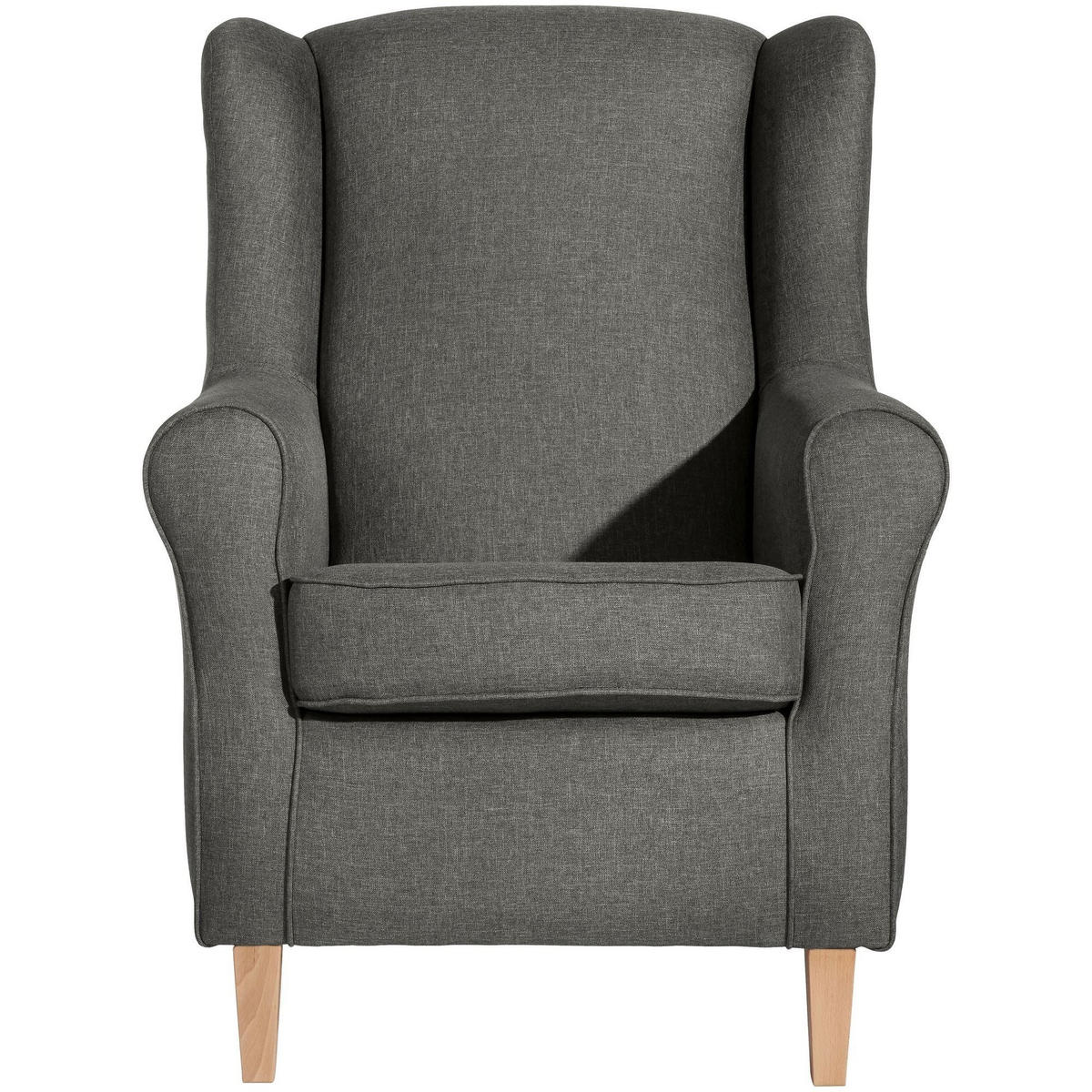 OHRENSESSEL Karlen Bezug Flachgewebe Buche natur / anthrazit - Anthrazit/Buchefarben, Kunststoff (86/103/77cm) - 58aufmkessel