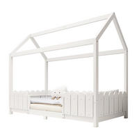 KINDERHAUSBETT 90/200 cm Weiß aus Kiefernholz und MDF mit Rausfallschutz - Weiß, Holz (90/200cm) - OKMYHOME