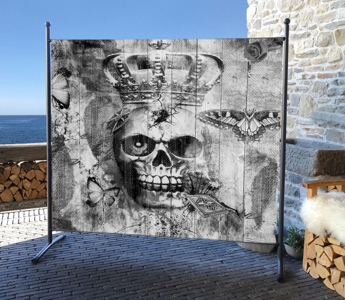 PARAVENT 1-tlg. 180x178 cm Skull - Multicolor, Metall (178/180cm) - QUICK STAR