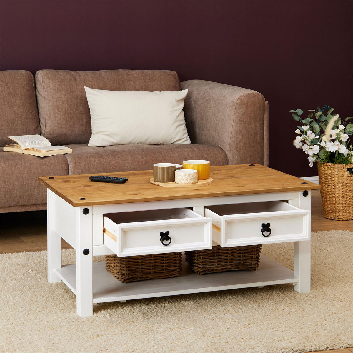 COUCHTISCH CAMPO - Weiß/Braun, Holz (60/100/45cm) - CARO-Möbel