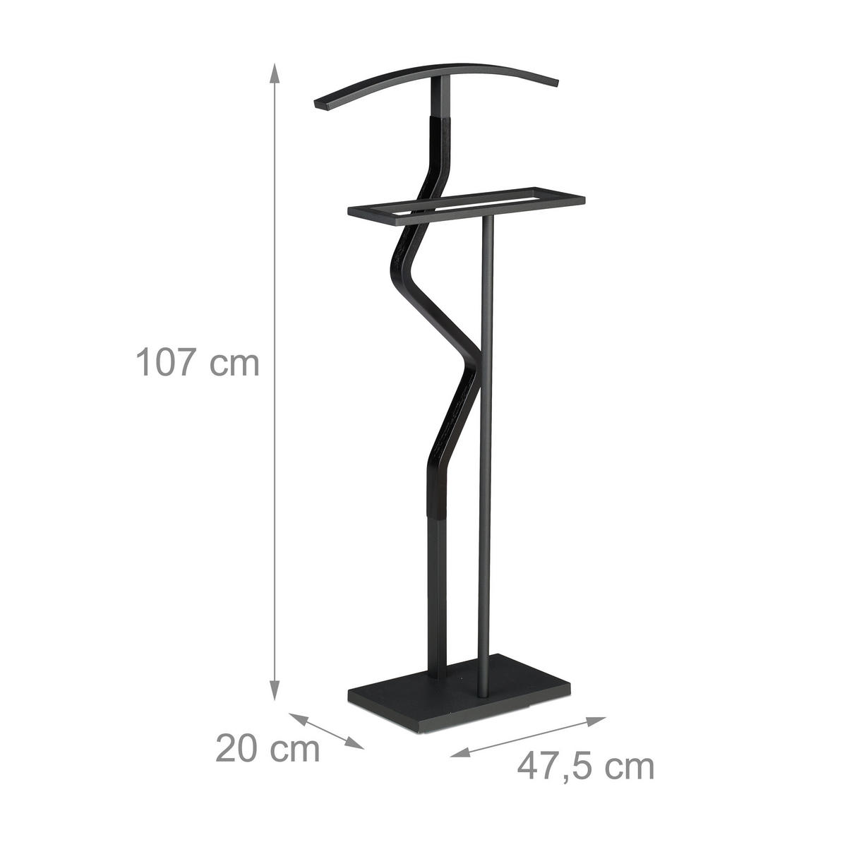 HERRENDIENER - Schwarz, Holzwerkstoff/Metall (47.5/107/20cm) - Relaxdays
