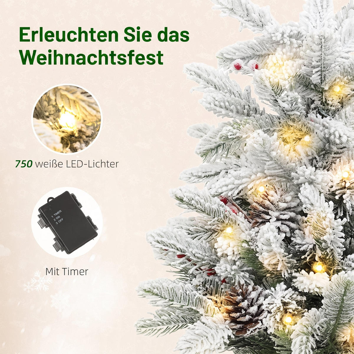 TISCH-WEIHNACHTSBAUM Kunststoff Metall Weiß - Grün, Kunststoff (60cm) - HOMCOM