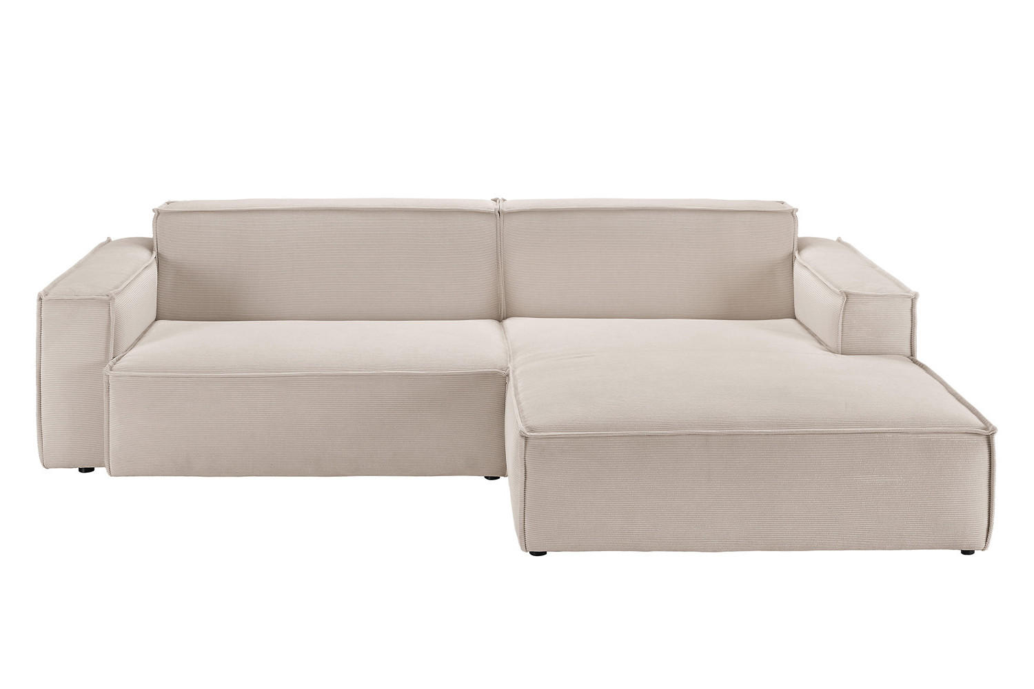 ECKSOFA SAMU Beige Cord - Beige/Schwarz, Textil (276/168cm) - KAWOLA