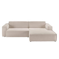 ECKSOFA SAMU Beige Cord - Beige/Schwarz, Textil (276/168cm) - KAWOLA