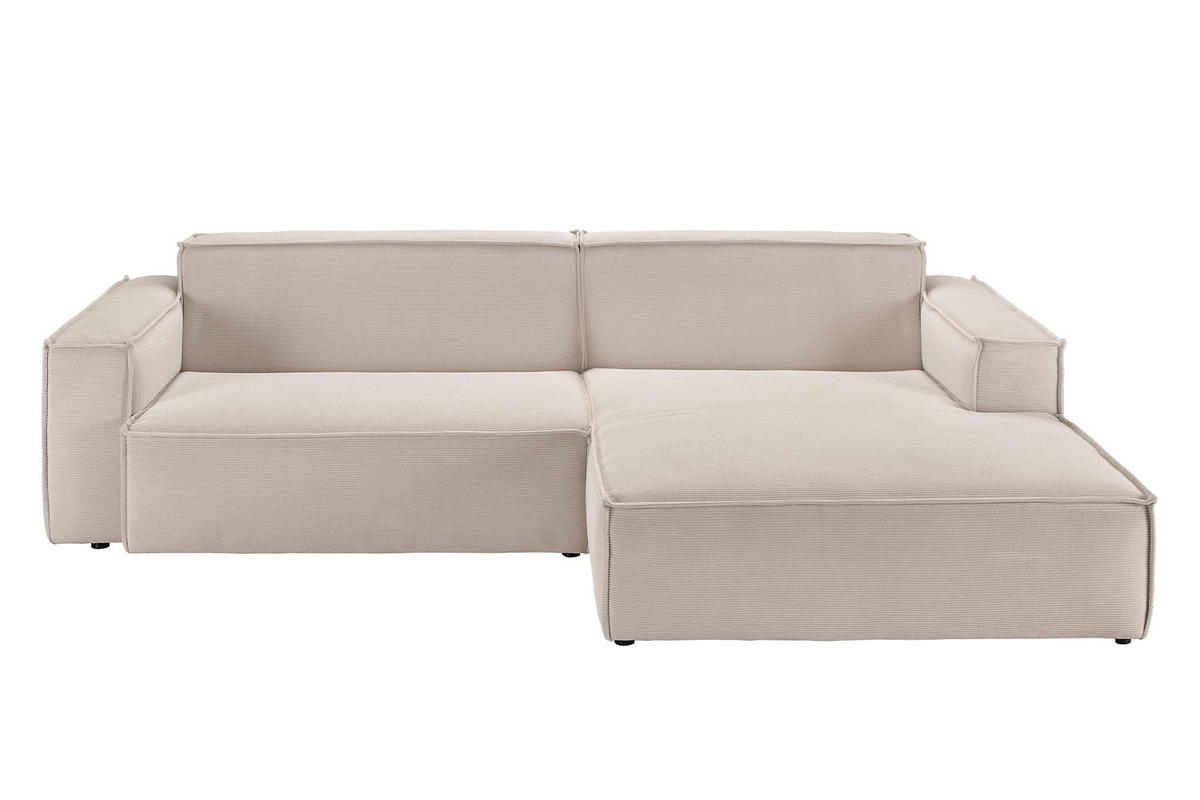 ECKSOFA SAMU Beige Cord - Beige/Schwarz, Textil (276/168cm) - KAWOLA