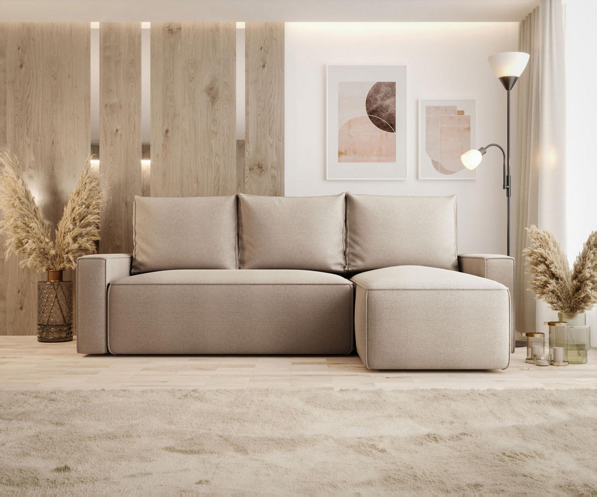 ECKSOFA mit Schlaffunktion SAVIO Curio 15 Rechts - Beige, Textil (232/140cm) - Bedante