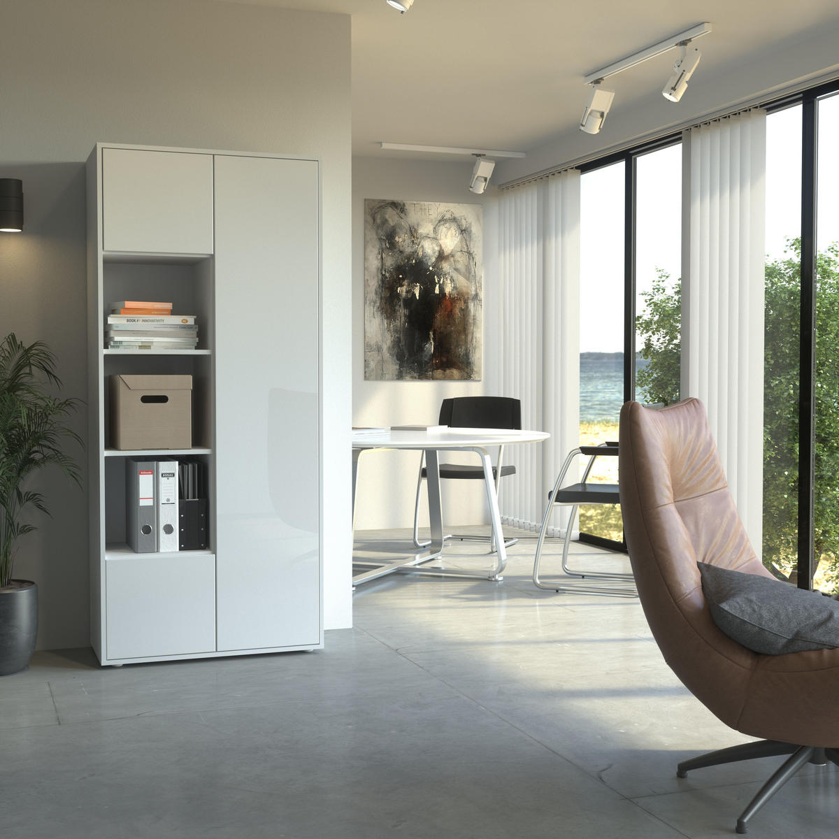 AKTENSCHRANK Amira T30 Weiß Hochglanz 180/80/40 cm - Weiß Hochglanz, Holzwerkstoff (80/180/40cm) - SIMPLYFURN