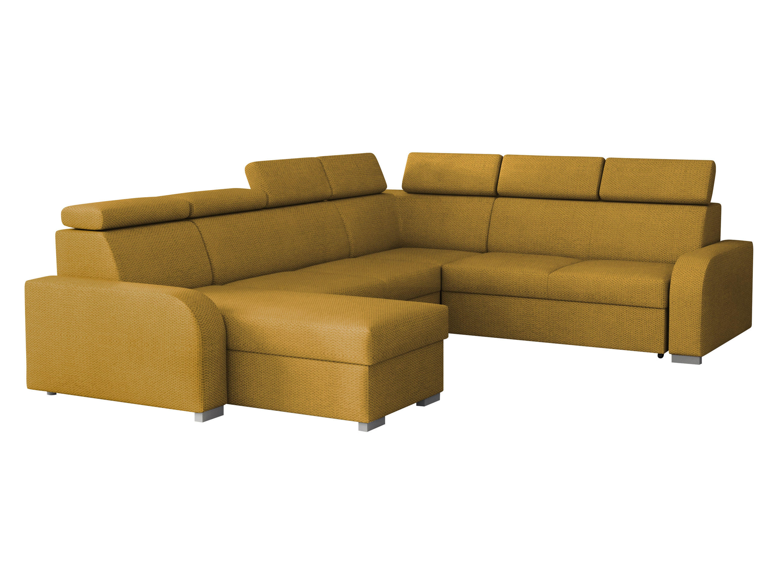 WOHNLANDSCHAFT Oslo 2rR2pLC - Gelb/Silberfarben, Holz/Kunststoff (315/85/250cm) - MIRJAN24