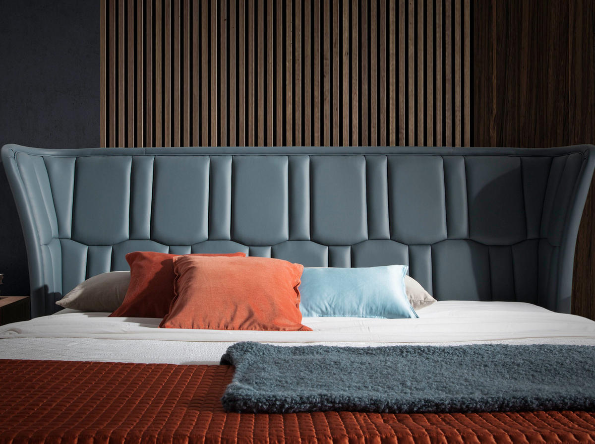 BETT Grau Stahl 227/235/107 cm - Edelstahlfarben/Grau, Leder (180/200cm) - ANGEL CERDA