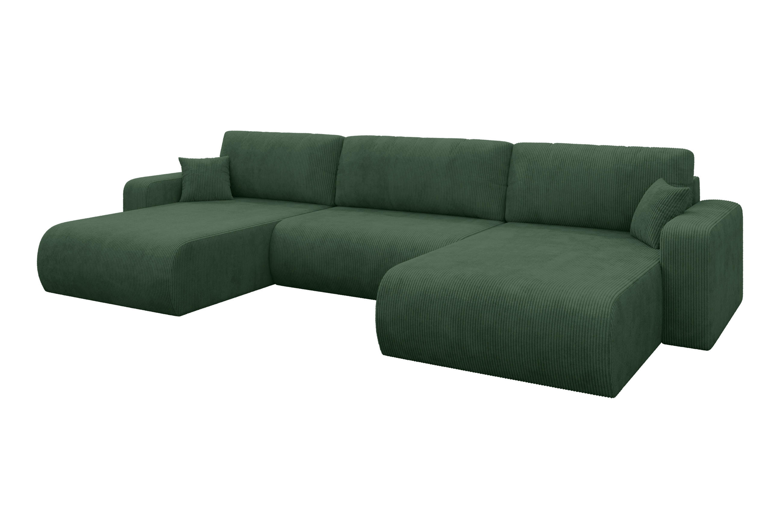 ALTDECOR SEDACÍ SOUPRAVA DO U s funkcí spaní a úložným prostorem BERY-U 377x193x88 zelená manšestr