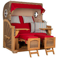 STRANDKORB XXL Düne Grande Teak Banana - Rot/Braun, Metall (142/170/95cm) - Mr. Deko