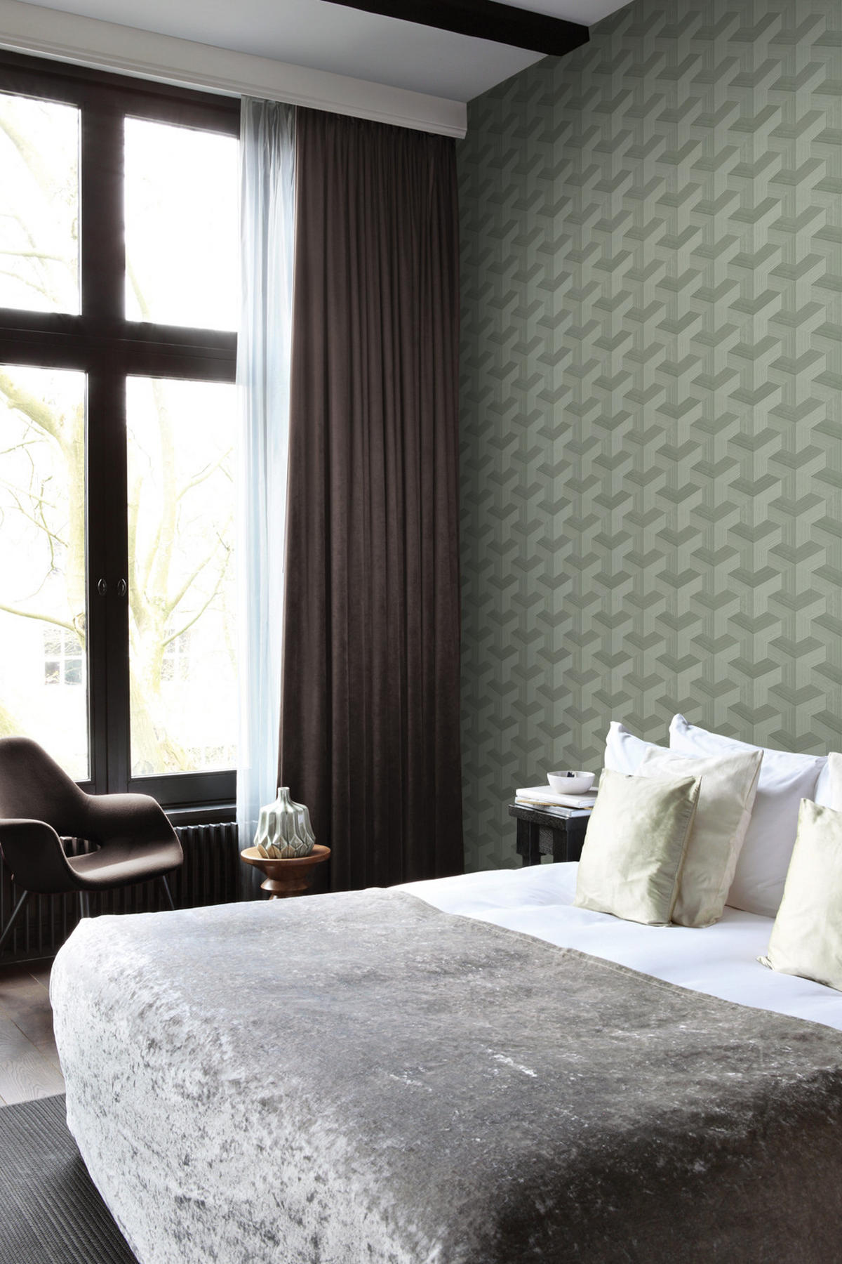 TAPETE 3D-Muster 50 x 900 cm - Grün, Papier (50/900cm) - Origin Wallcoverings