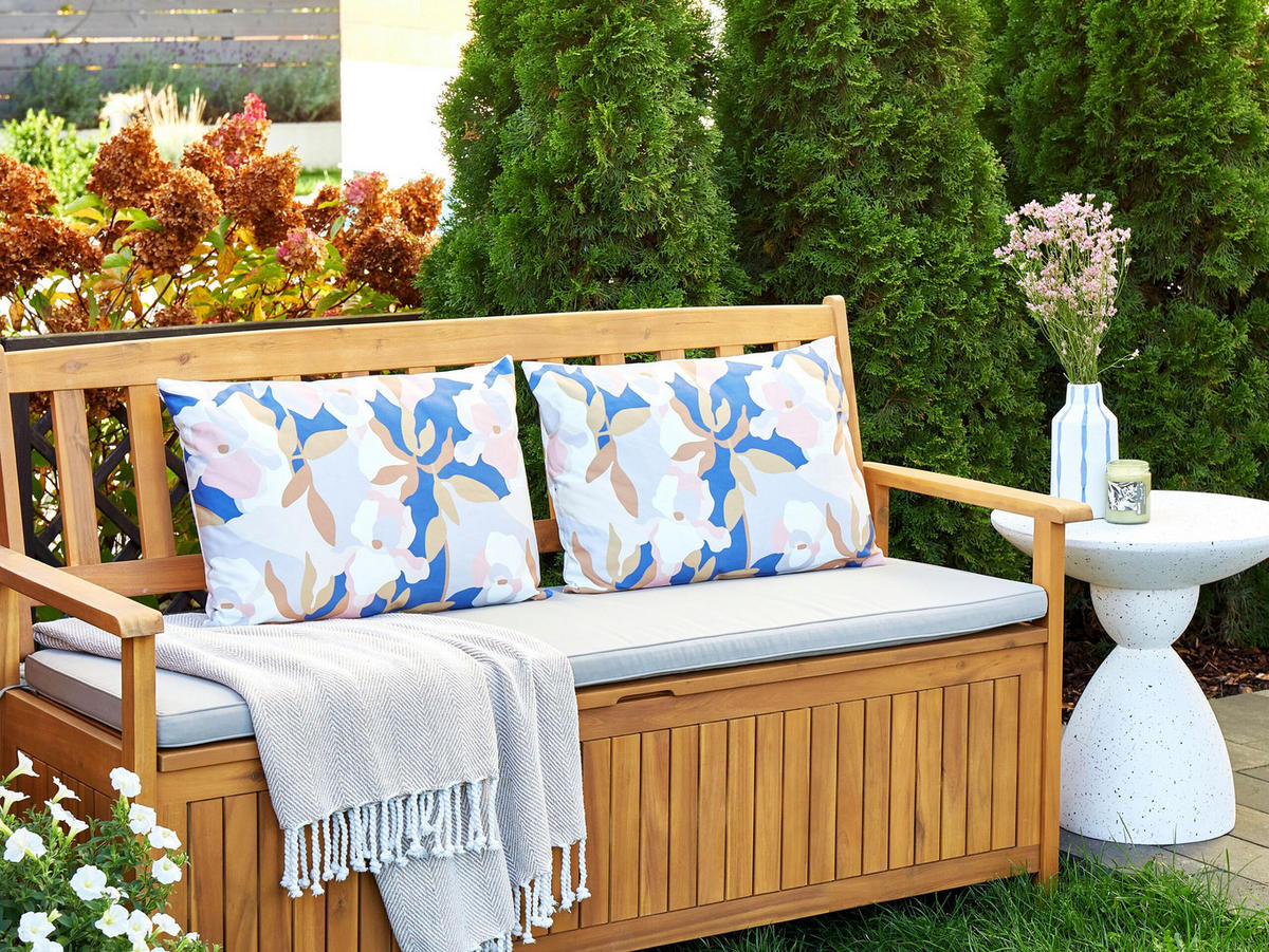 GARTENKISSEN 2er-Set Blumenmuster mehrfarbig 40/60 cm Verezzi - Multicolor, Textil (40/60cm) - Beliani