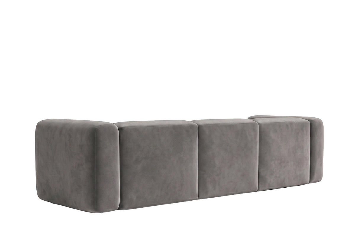 SOFA 3-Sitzer, Velvet-Stoff Bluvel, Aschgrau, GRETA - Grau, Holz (319/70/89cm) - Kaiser Möbel