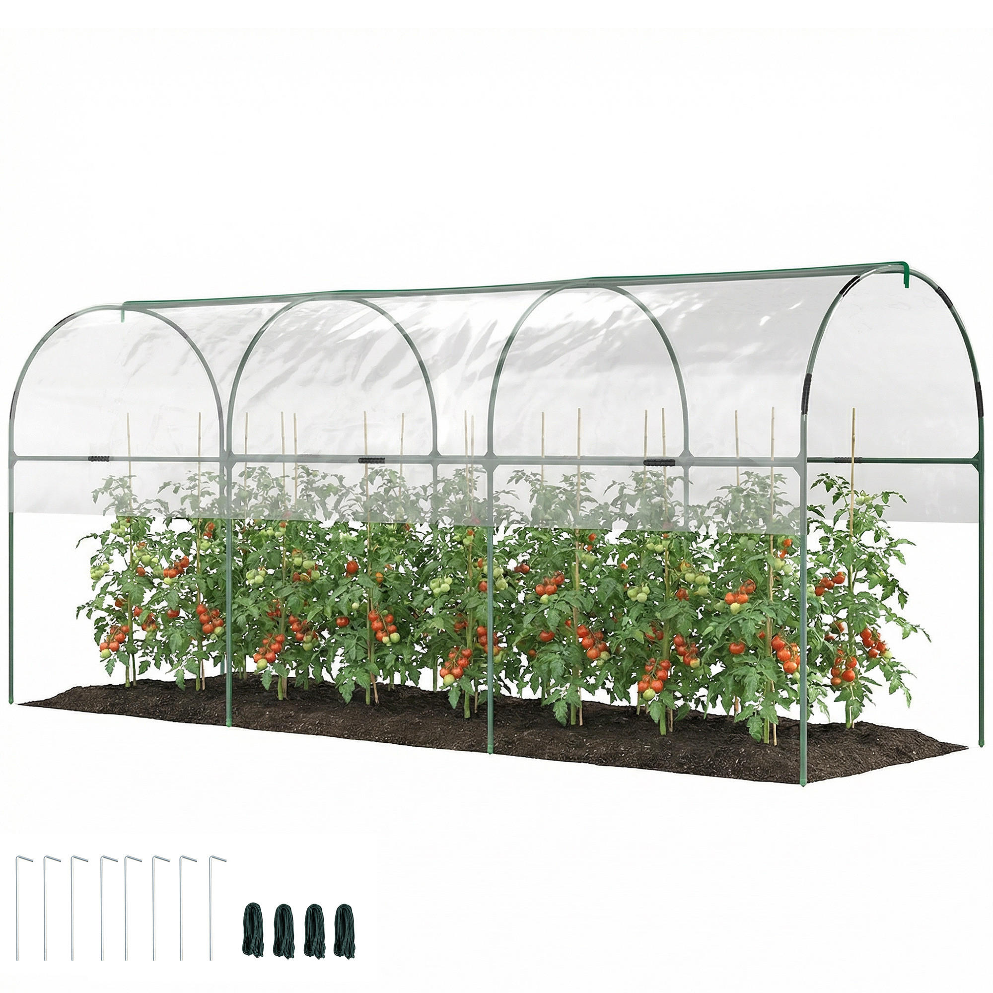 GEWÄCHSHAUS DE-05787 Winterfest mit Bogendach & Erdankern Transparent - Transparent, Kunststoff/Metall (120/170/400cm) - ComfortXL
