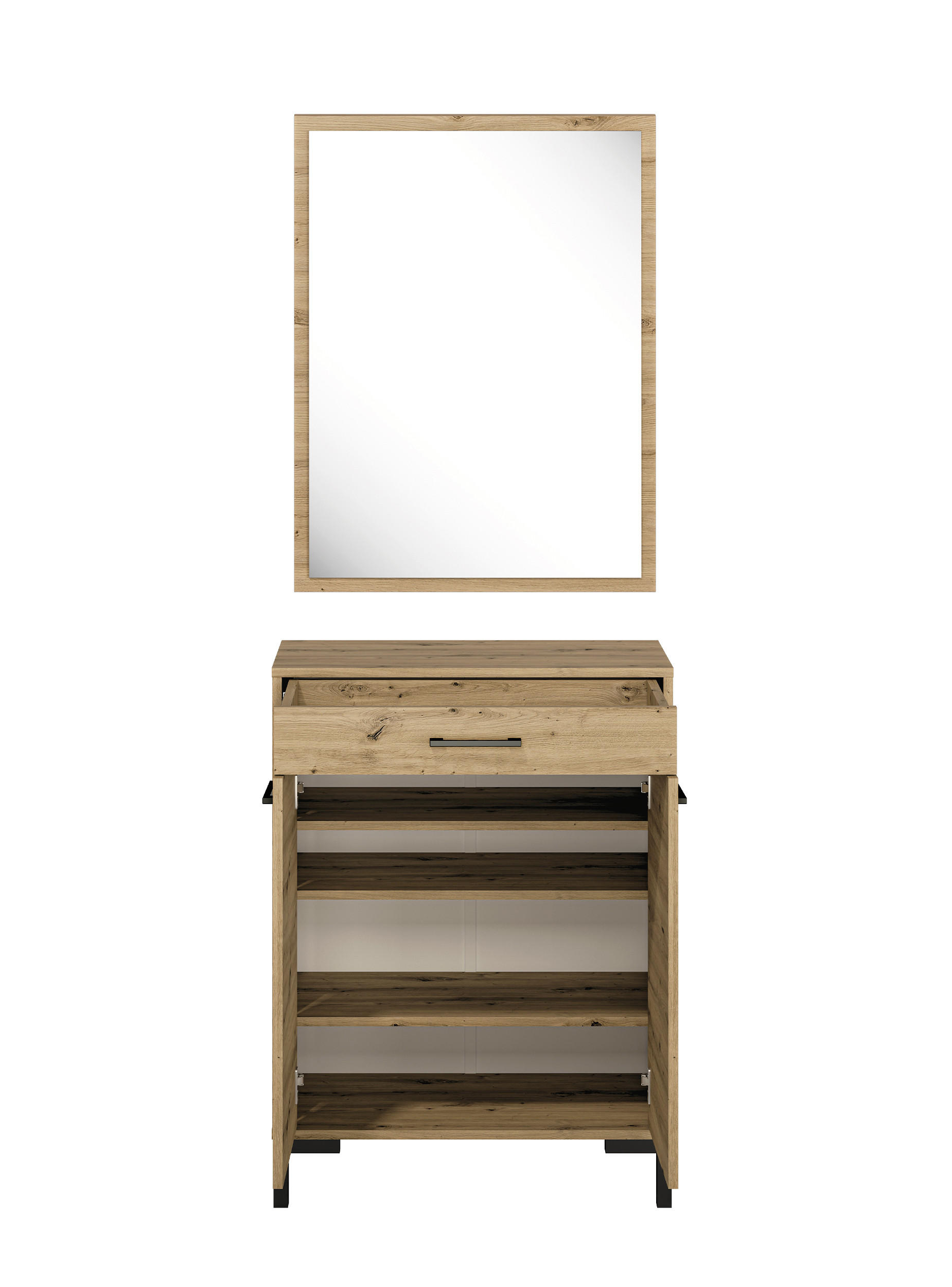 GARDEROBE Nevio Artisan Eiche 2-teilig - Eiche Artisan/Braun, Holz/Holzwerkstoff (70/159/34cm) - Feldmann-Wohnen