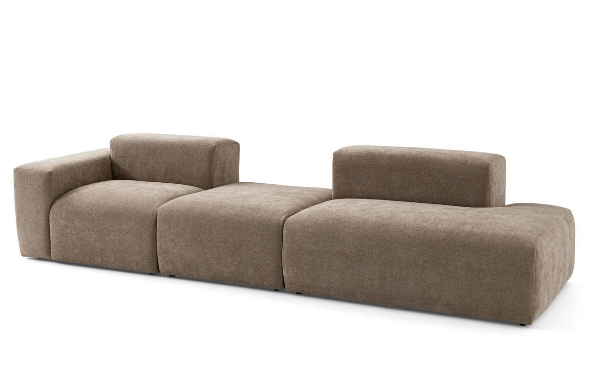 4-SITZER modulares Sofa HEAVEN SET 4 Rechts, Breite 335 cm Webstoff Braun - Schwarz/Braun, Holz/Kunststoff (102/71/335cm) - Muffo