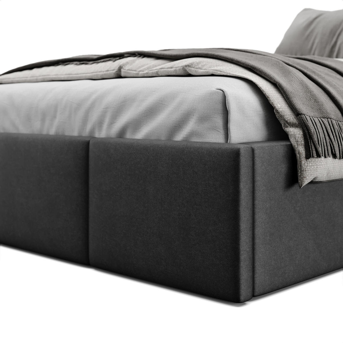 POLSTERBETT für Schlafzimmer Bett mit Stauraum Schwarz 120x200cm - Schwarz, Holzwerkstoff/Textil (120/200cm) - Muralo