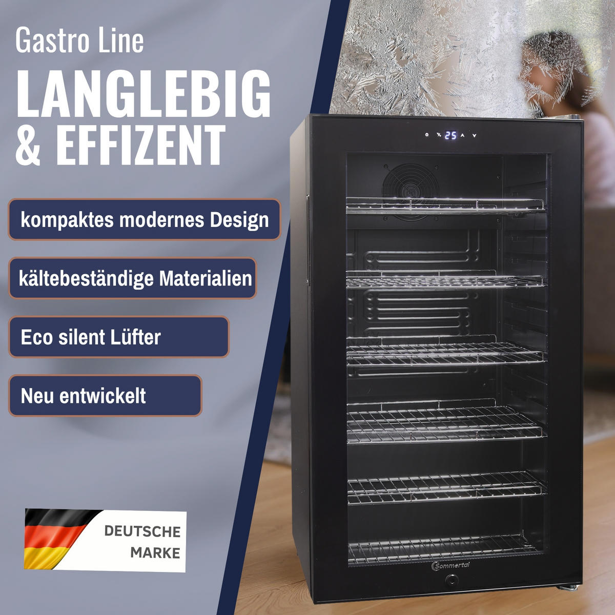 WEINKÜHLSCHRANK GK100 - Schwarz, Metall (48/85cm) - Sommertal