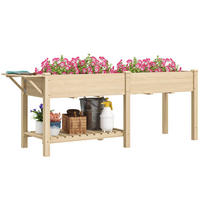 HOCHBEET DE-16014 2 Pflanzkästen mit Klapptisch Naturholz - Naturfarben, Holzwerkstoff (207/78/59cm) - ComfortXL