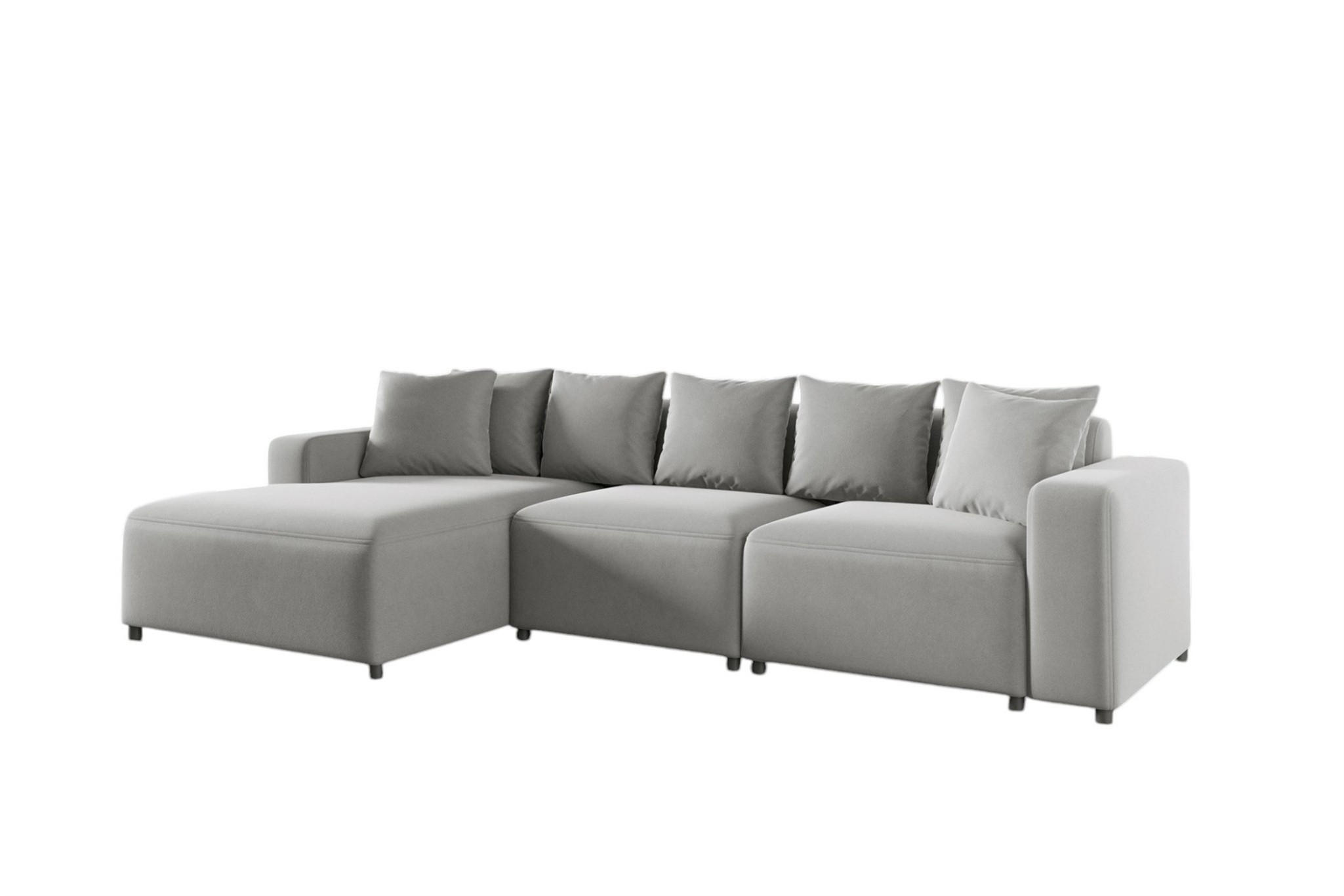 ECKSOFA Megan In Salvador - Hellgrau, Holzwerkstoff/Textil (331/165cm) - Fun Möbel