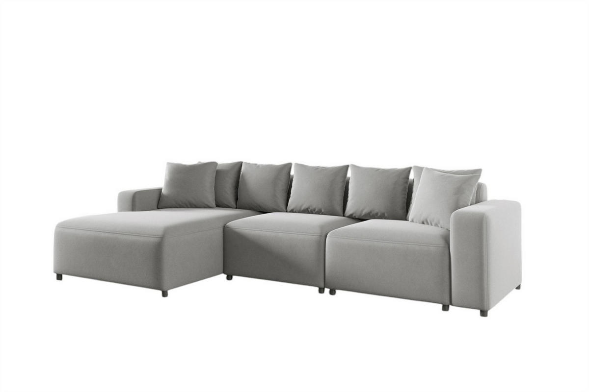 ECKSOFA Megan In Salvador - Hellgrau, Holzwerkstoff/Textil (331/165cm) - Fun Möbel