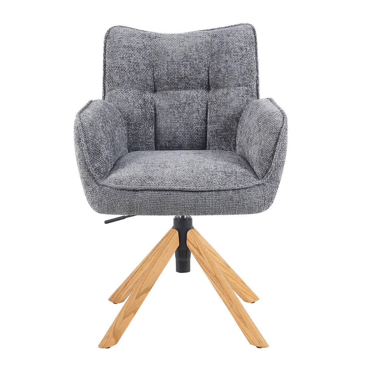 BÜROSTUHL Mika-Keno - Honigeiche/Grau, Eichenholz/Holz (59/85/66cm) - DUBI Möbel