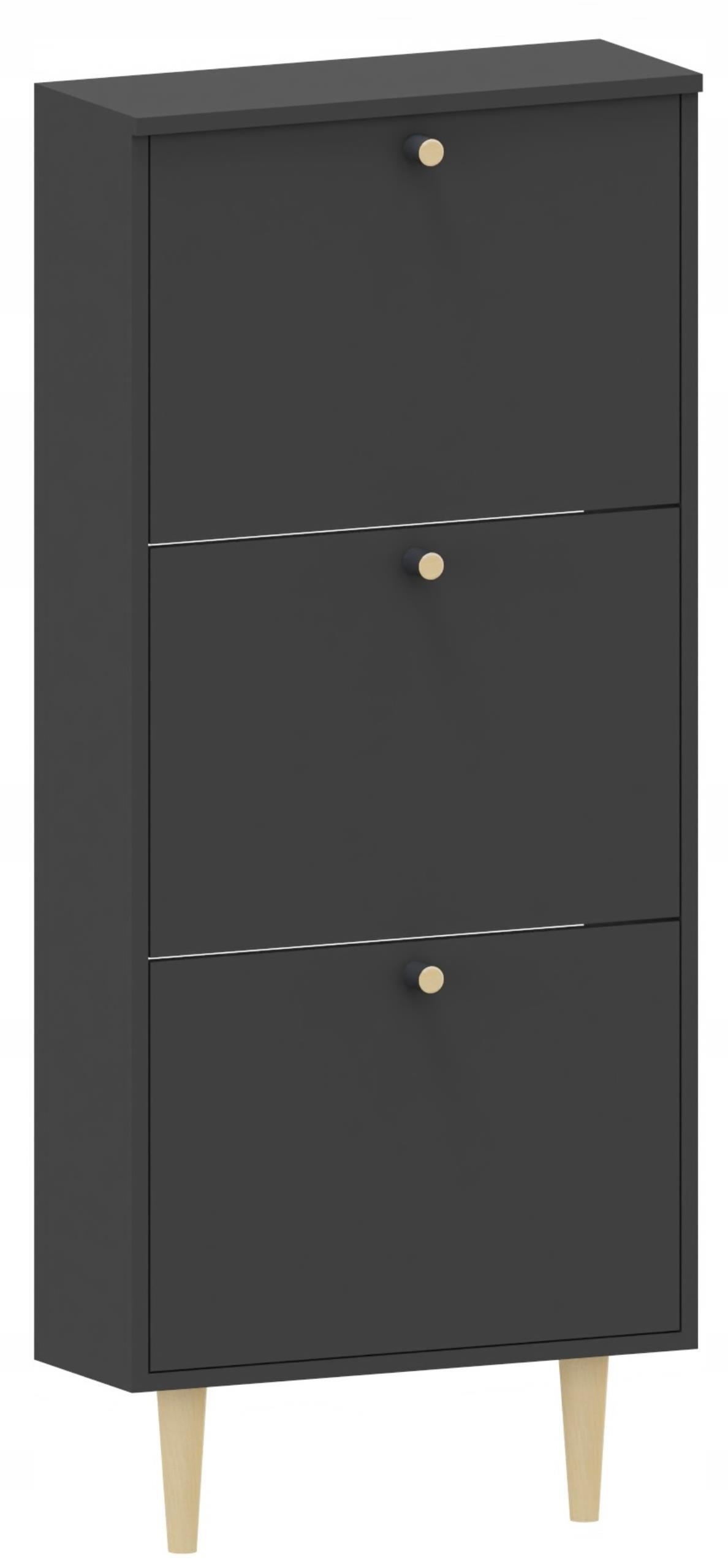 SCHUHSCHRANK Behamo 530 Schwarz 55/21/129 cm - Schwarz, Holzwerkstoff (55/129/21cm) - Matkam Möbel
