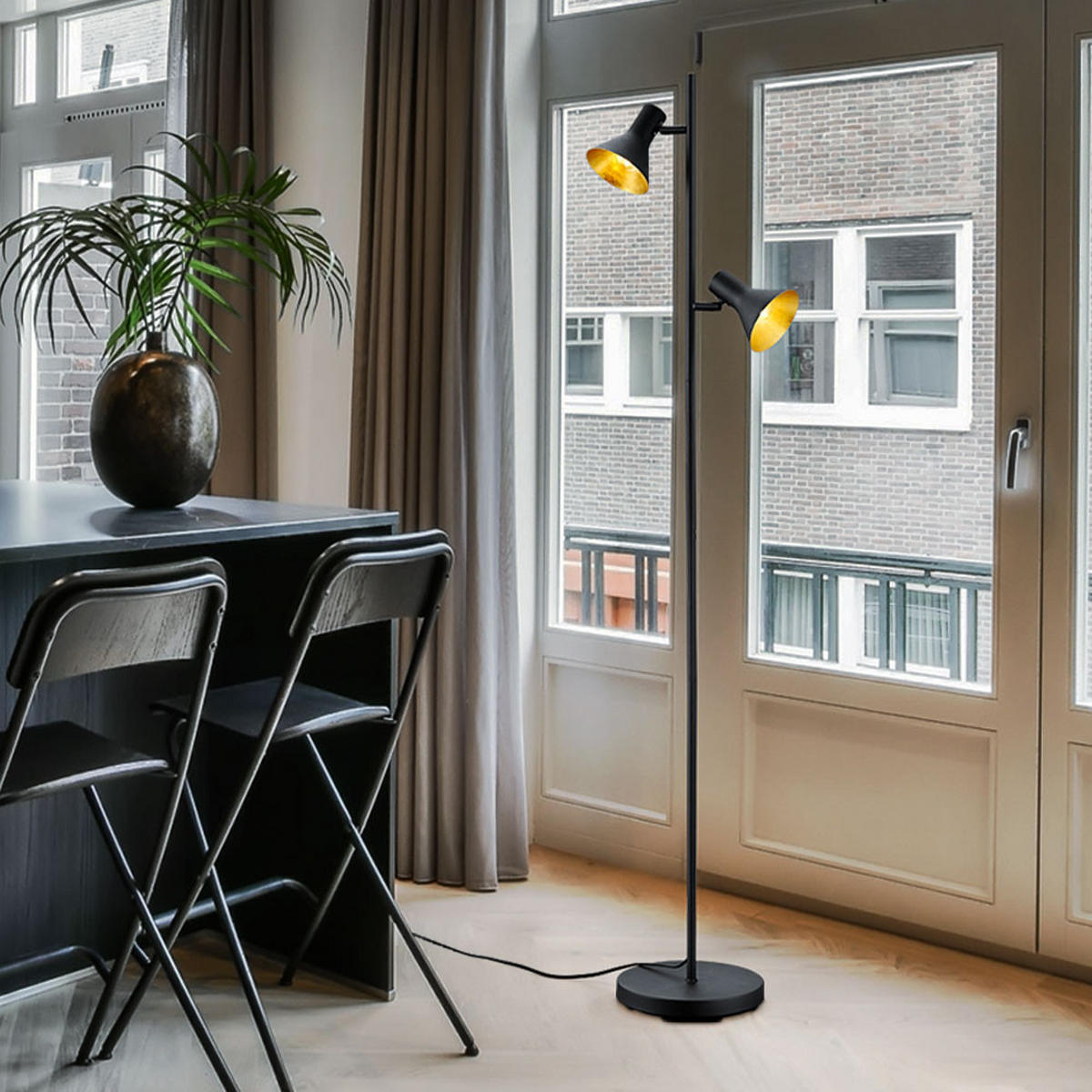 LED STEHLEUCHTE Nina Schwarz - Schwarz, Metall (23/33.5/144cm)