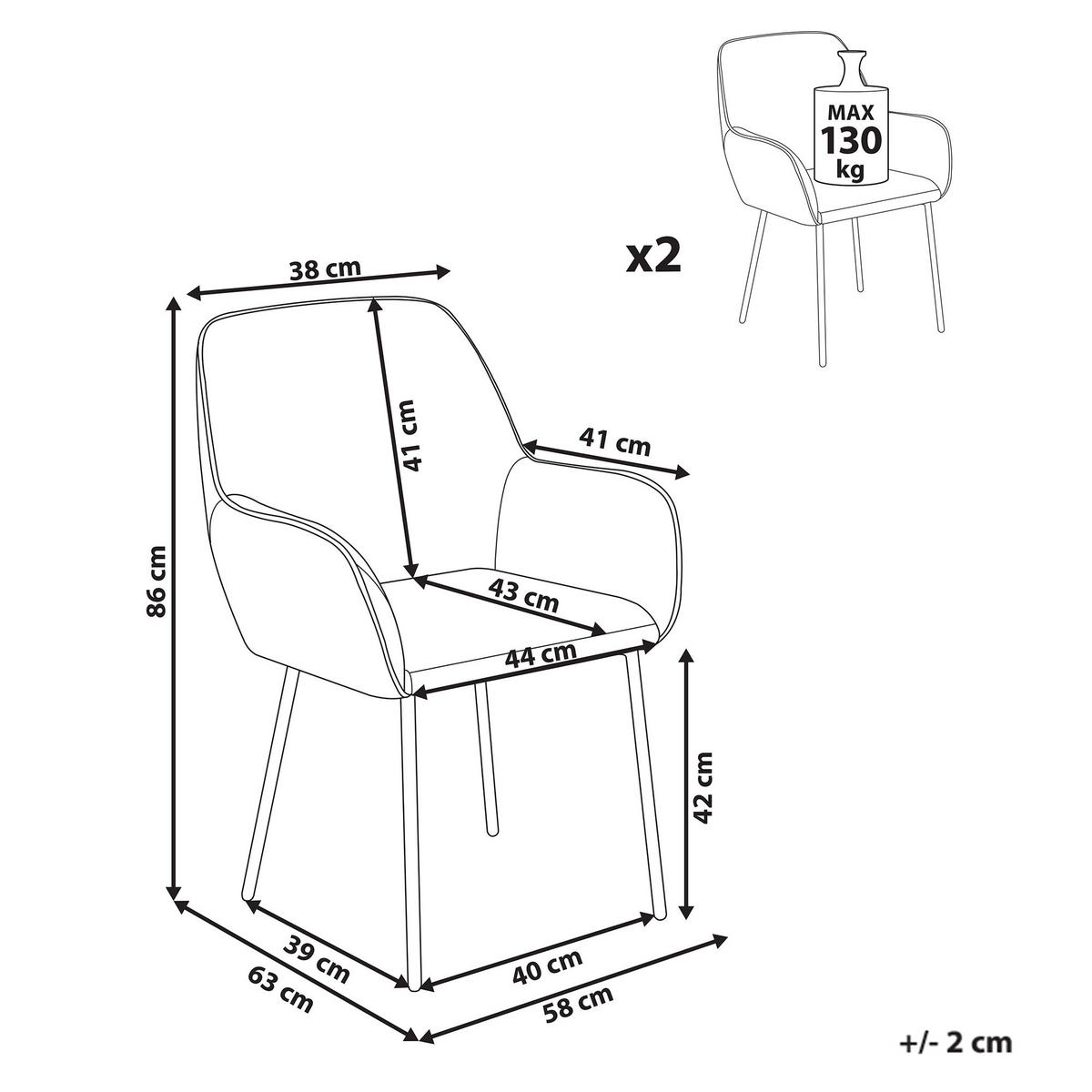 ESSZIMMERSTUHL 2er-Set Hellbeige Alden - Beige/Schwarz, Textil (58/86/63cm) - Beliani