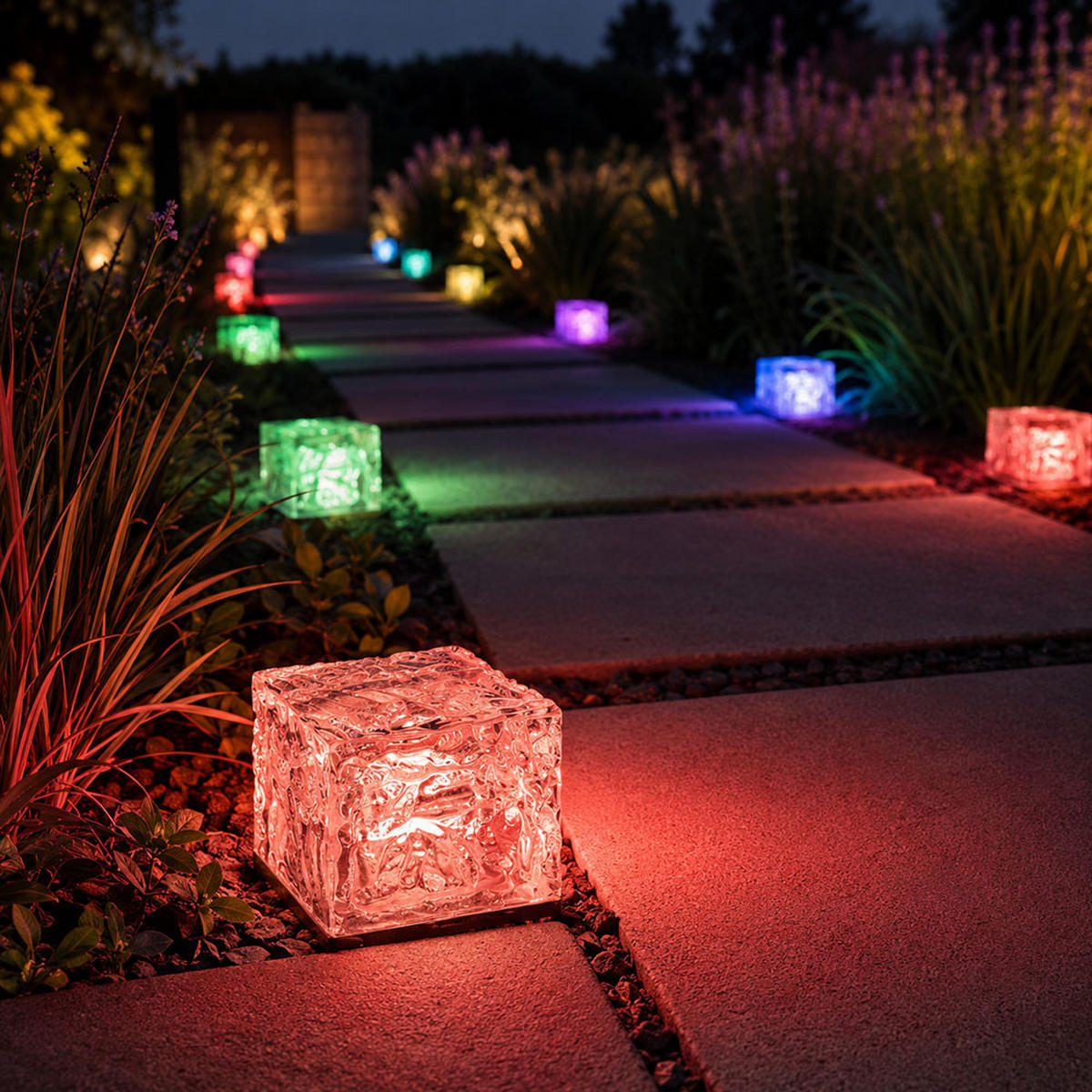 LED AUSSENLEUCHTE Eiswürfel Klar - Klar, Glas (7/7/5.3cm)