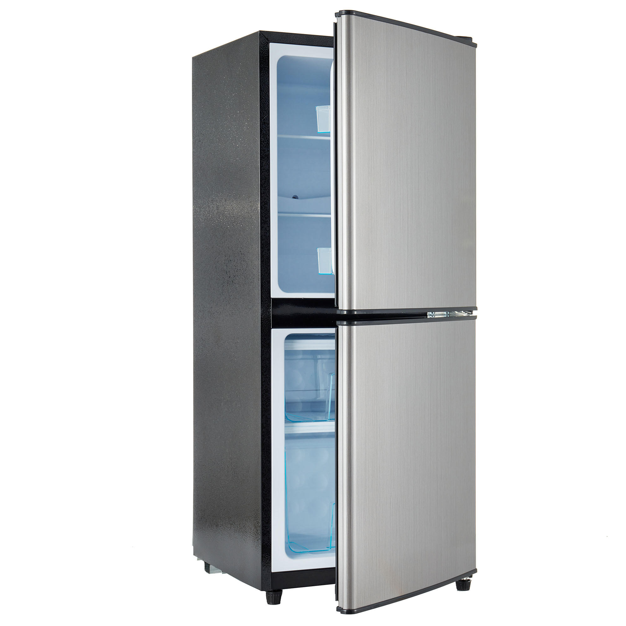 MINIKUHLSCHRANK 44.5/42.5/102 cm Silber 106L mit LED-Beleuchtung - Silberfarben, Metall (44.5/102/42.5cm) - Oxeza