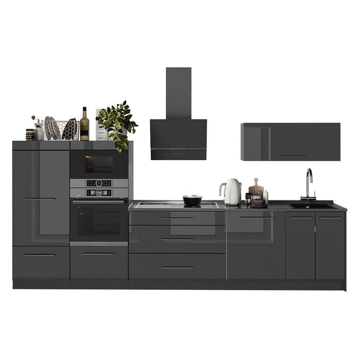 CHICINETĂ Fame-Line, Antracit lucios ridicat/antracit, 340 cm, AP Antracit - antracit, compozit lemnos (340/153.6/60cm) - Vicco
