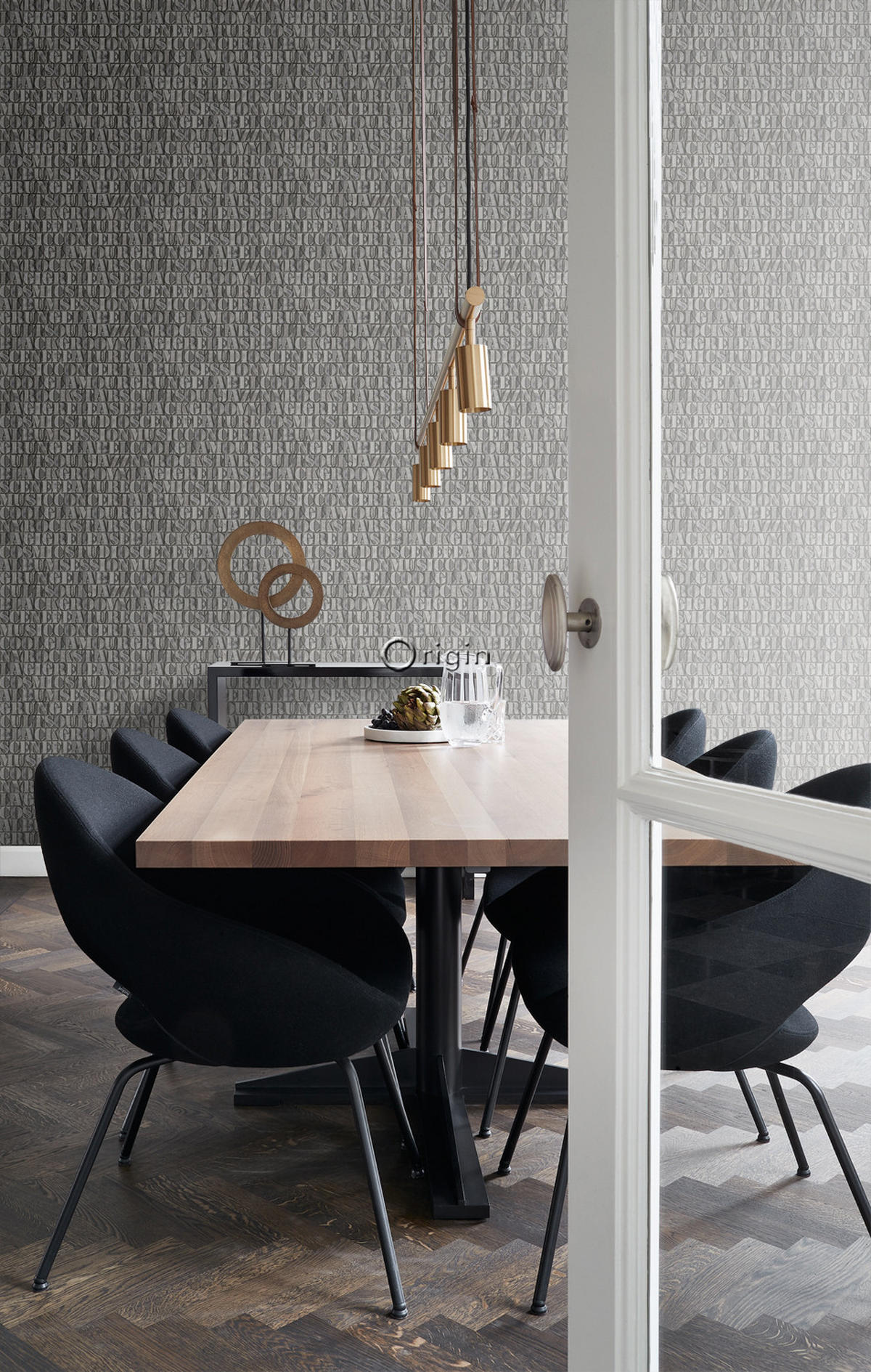 TAPETE alte eiserne Druckbuchstaben 53 cm x 10.05 m - Grau, Papier (53/1000cm) - Origin Wallcoverings