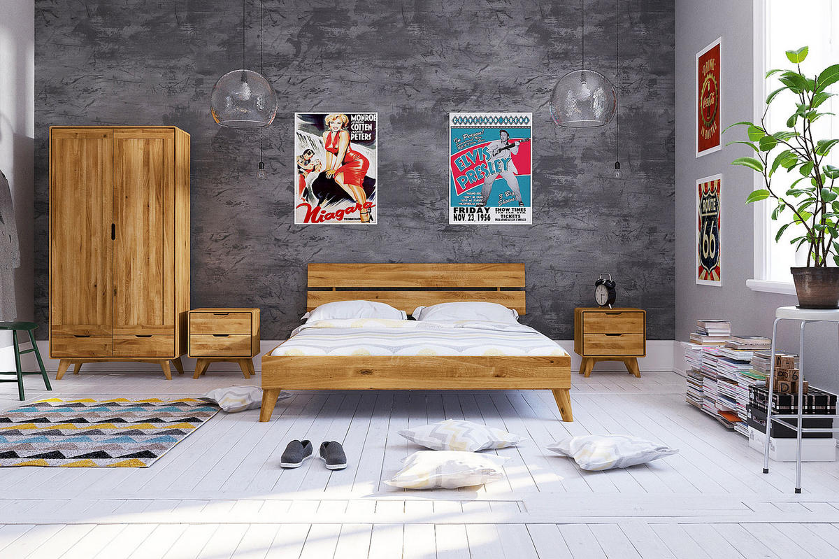 GREG 2 BETT Wildeiche - Wildeiche, Holz (200/190cm) - byoak