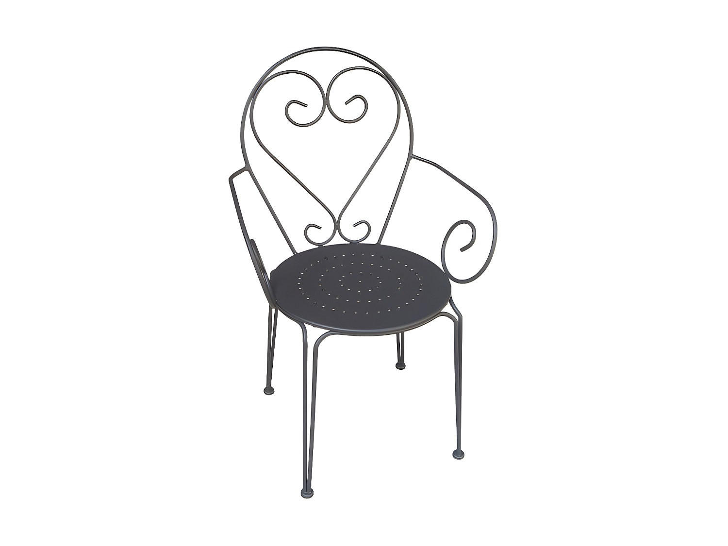 GARTENSTUHL - 48 cm x 52 cm - Metall - Anthrazitgrau - GUERMANTES - Anthrazit, Metall (48/89/52cm) - Vente-Unique