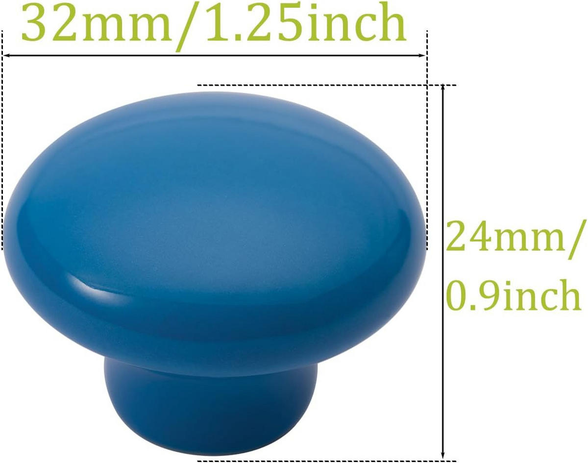 SCHRANKKNOPF Keramik Blau 6er-Set - Blau, Keramik (0.32/2.4/0.32cm)