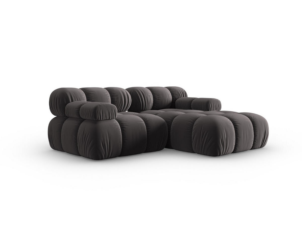 MODULARES-ECKSOFA rechts Bellis aus Samt dunkelgrau 3 Sitzplätze - Dunkelgrau, Textil (157/191cm) - Micadoni