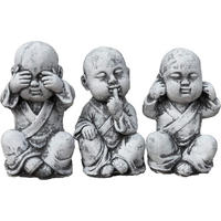 STEINFIGUR 3er Set Buddha Mönche Nichts sehen, Nichts hören, Nichts Sagen, Frostfest - Grau, Stein (8/13/8cm) - stoneandstyle