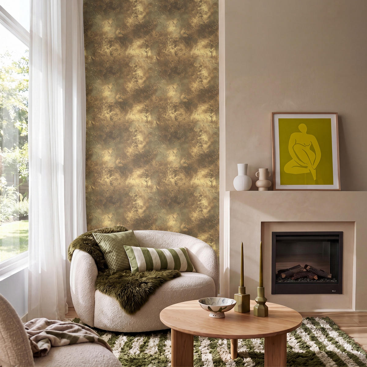 TAPETE - Antik - Metallic-Look - Gold - 100x200 cm - Messingfarben, Papier (100/200cm) - OnlyWow