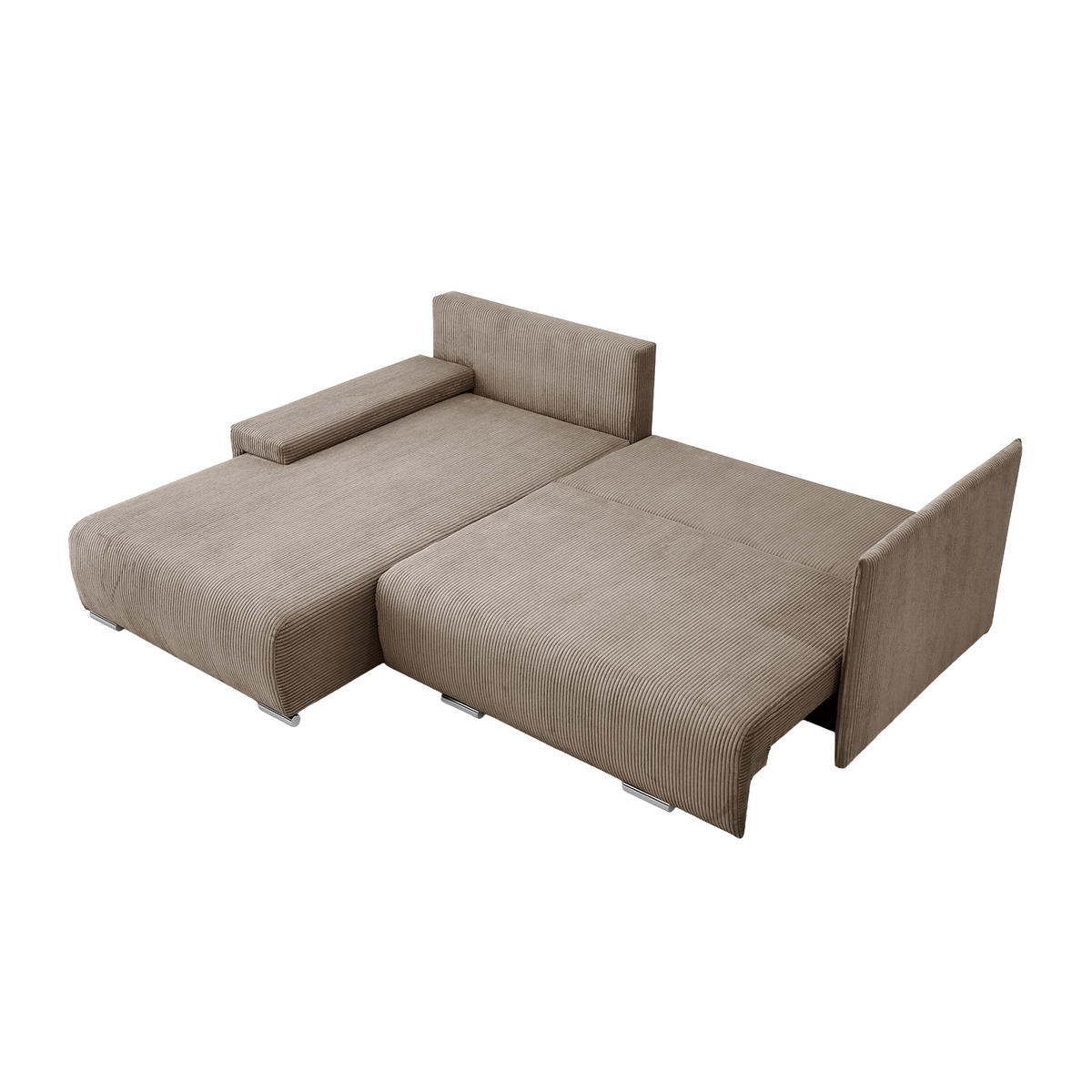 ECKSOFA TRAWANGA L mit Schlaffunktion, Beige - Beige, Textil (246/188cm) - Fedve